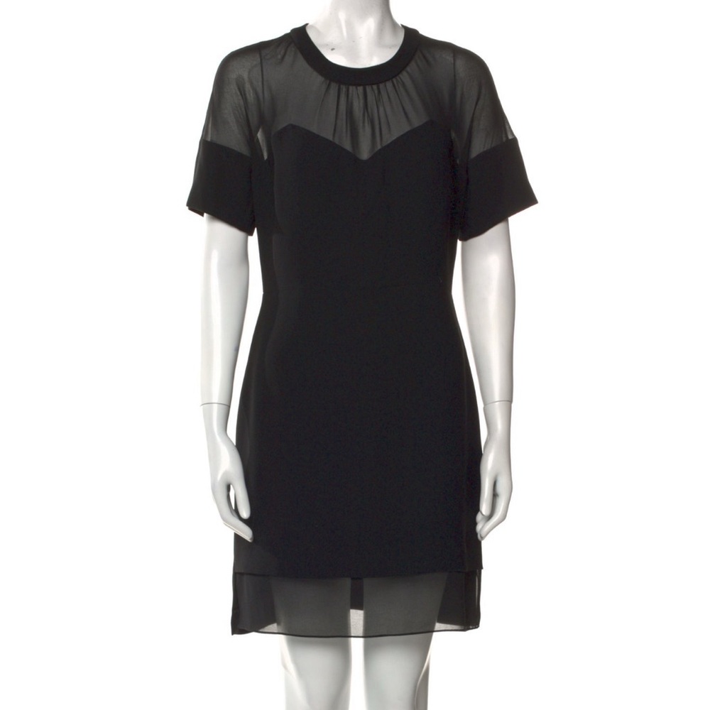 Sandro Mini Black Shift Short Sleeve Dress with Mesh - 1 (Extra Small)
